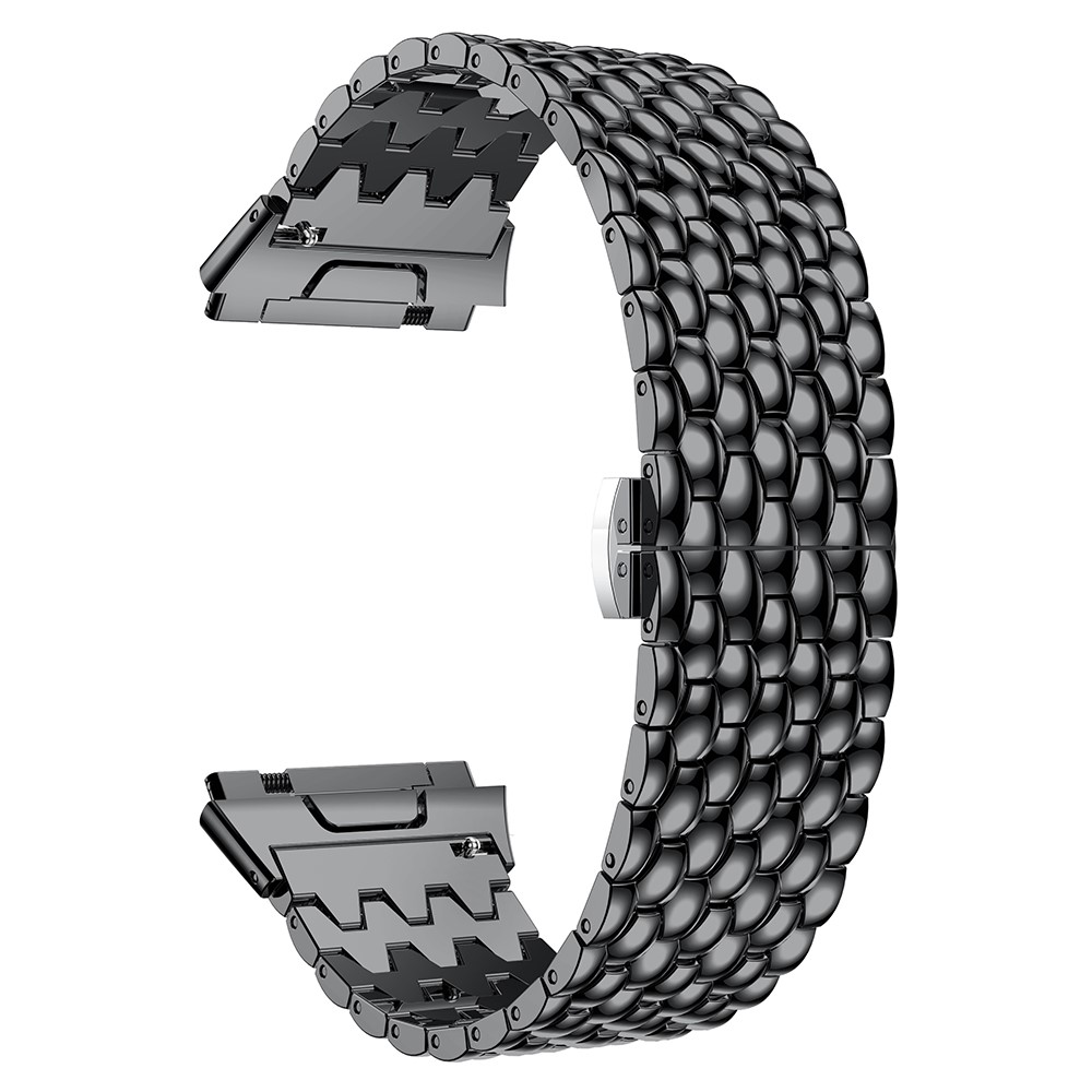 22mm Classic Dragon Texture 316L Stainless Steel Watch Band + Connector for Fitbit Ionic - Black-1