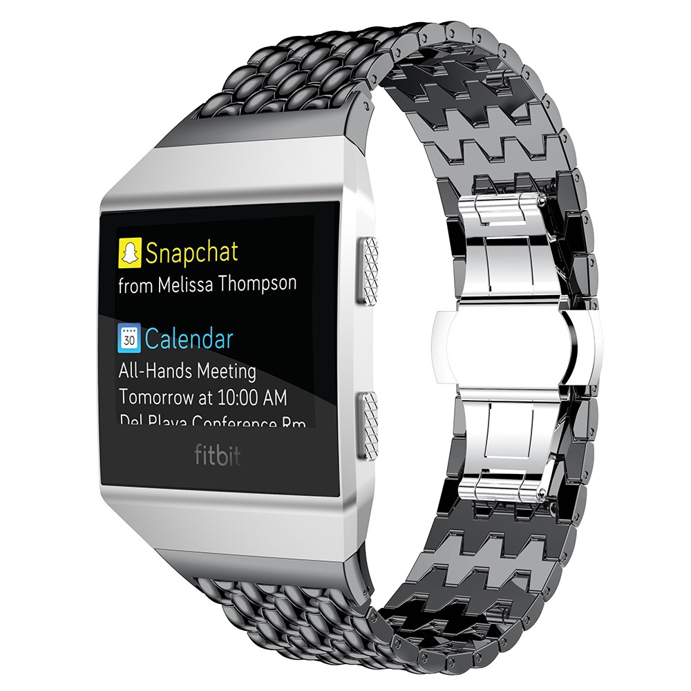 22mm Classic Dragon Texture 316L Stainless Steel Watch Band + Connector for Fitbit Ionic - Black-4