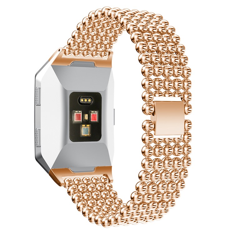 22mm 5 Beads Alloy Watch Band Bracelet Strap with Connector for Fitbit Ionic - Rose Gold Color-2
