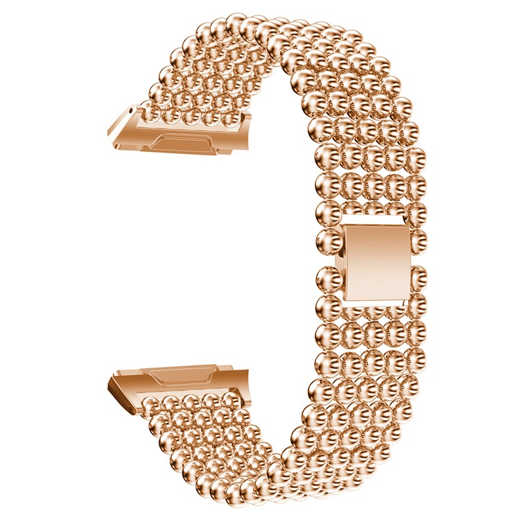 22mm 5 Beads Alloy Watch Band Bracelet Strap with Connector for Fitbit Ionic - Rose Gold Color-3