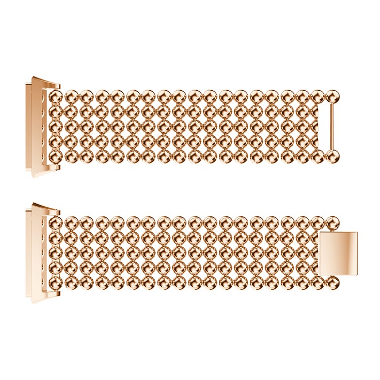 22mm 5 Beads Alloy Watch Band Bracelet Strap with Connector for Fitbit Ionic - Rose Gold Color-4