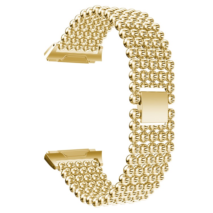 5 Beads Alloy Watch Strap Replacement with Connector for Fitbit Ionic - Gold Color-3