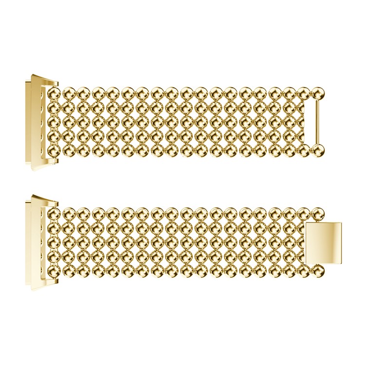 5 Beads Alloy Watch Strap Replacement with Connector for Fitbit Ionic - Gold Color-4