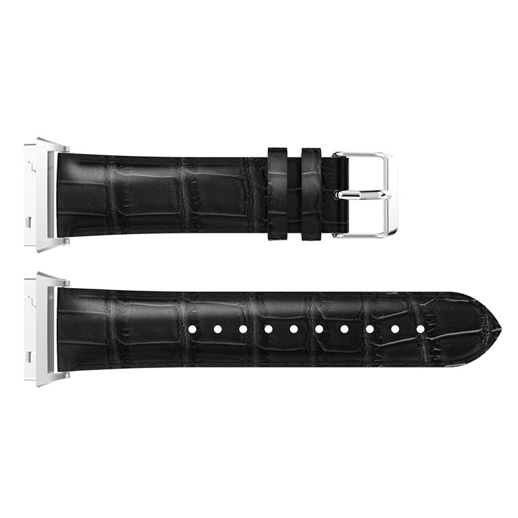 22mm Crocodile Texture Genuine Leather Watch Band for Fitbit Ionic - Black-4