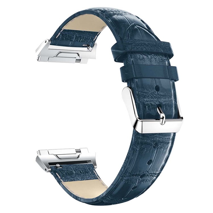 22mm Crocodile Texture Genuine Leather Watch Wrist Strap for Fitbit Ionic - Blue-1
