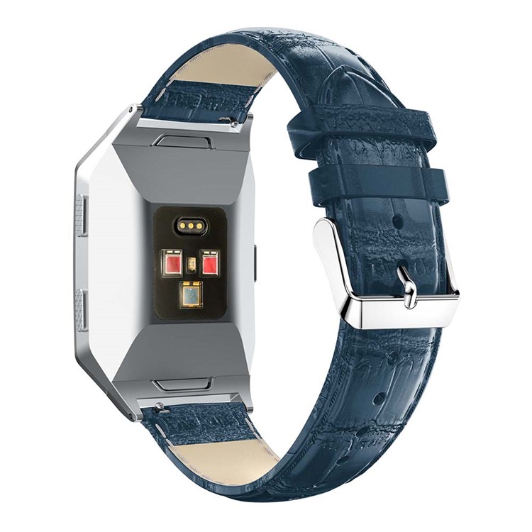 22mm Crocodile Texture Genuine Leather Watch Wrist Strap for Fitbit Ionic - Blue-2