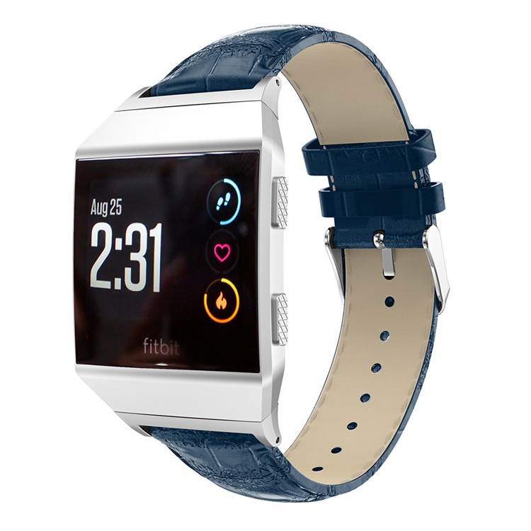 22mm Crocodile Texture Genuine Leather Watch Wrist Strap for Fitbit Ionic - Blue-3