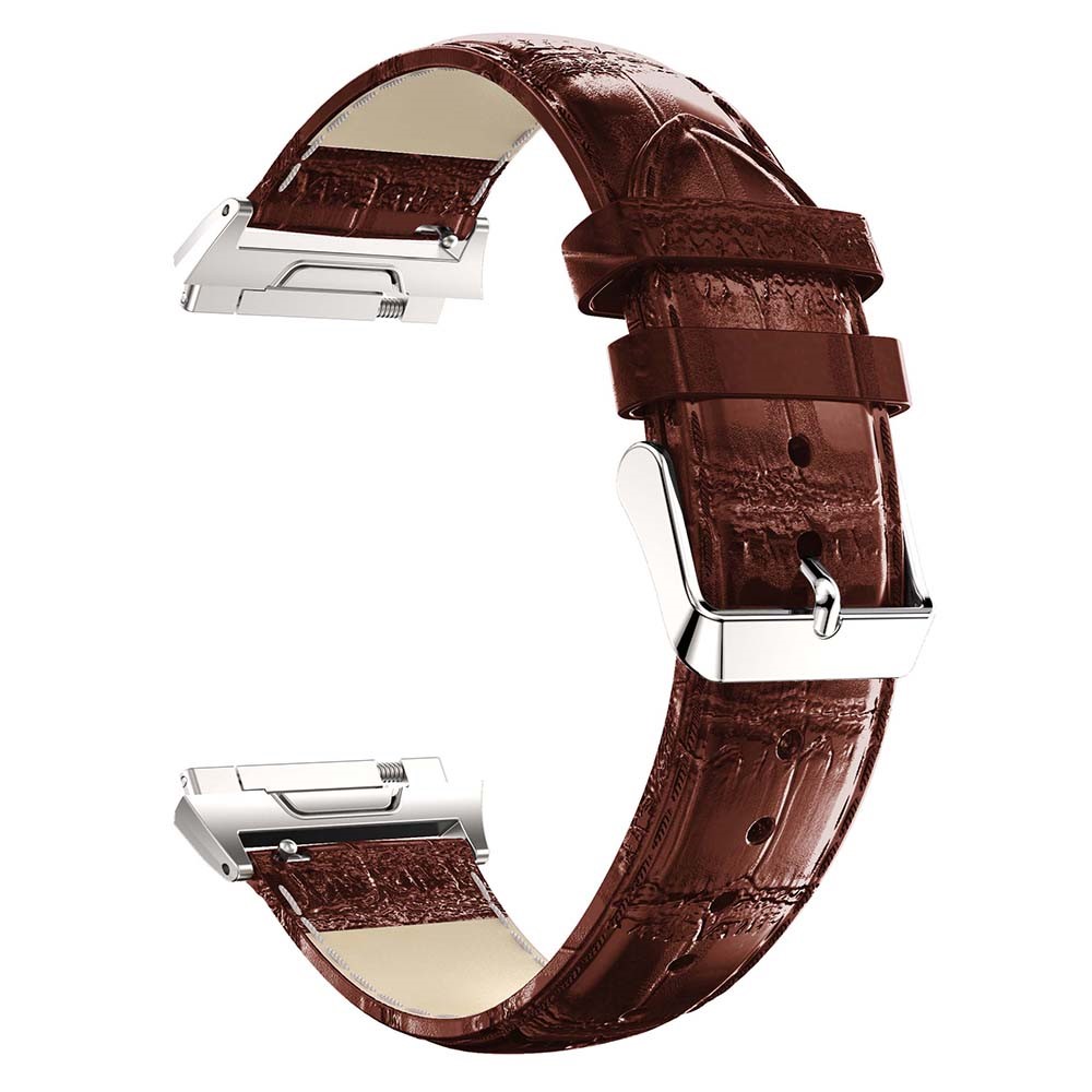 22mm Crocodile Texture Genuine Leather Watch Replacement Band for Fitbit Ionic - Coffee-1
