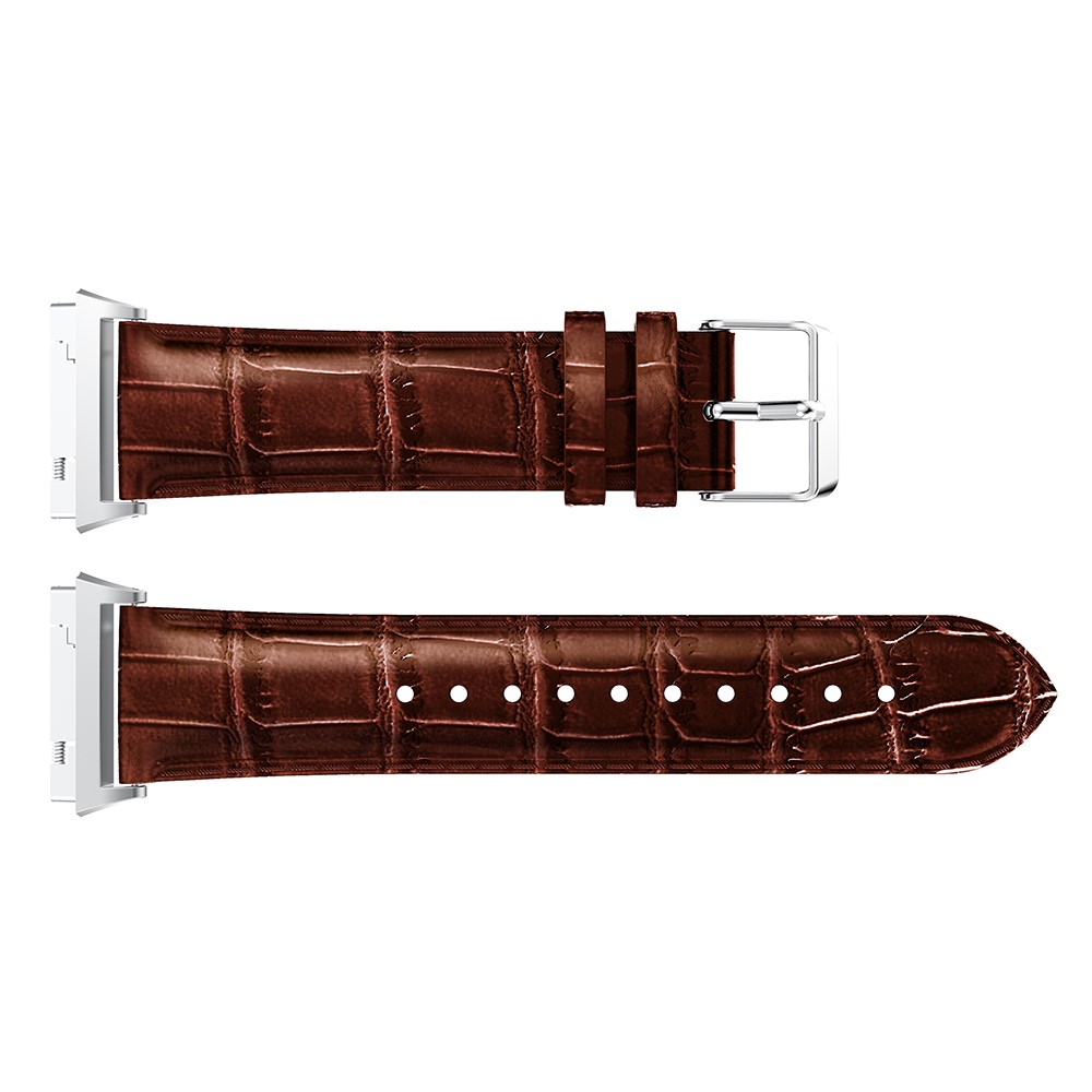 22mm Crocodile Texture Genuine Leather Watch Replacement Band for Fitbit Ionic - Coffee-4