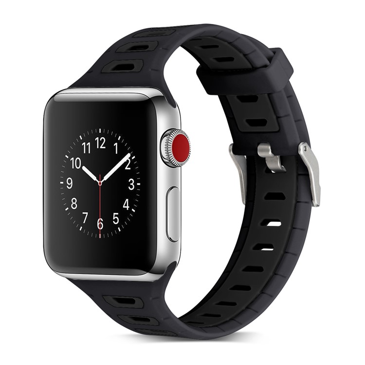 Dual Color Silicone Watch Band for Apple Watch Series 4 40mm, Series 3 / 2 / 1 38mm - Black-2