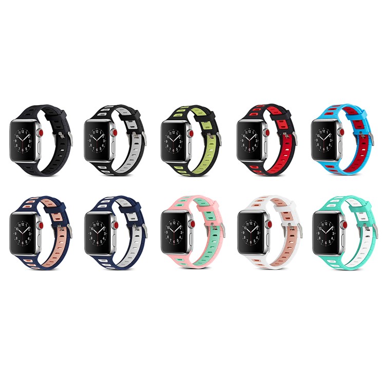 Dual Color Silicone Watch Band for Apple Watch Series 4 40mm, Series 3 / 2 / 1 38mm - Black-6