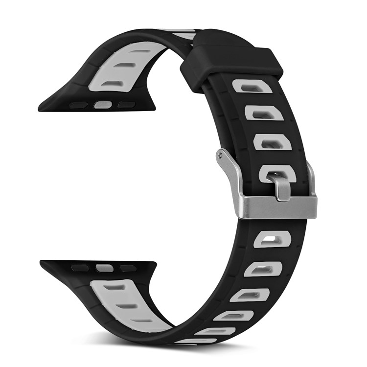 Correa De Reloj De Silicona De Doble Color Para Apple Watch Series 4 40mm, Series 3 / 2 / 1 38mm - Negro + Blanco-1