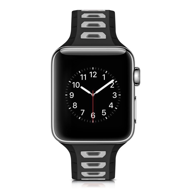 Correa De Reloj De Silicona De Doble Color Para Apple Watch Series 4 40mm, Series 3 / 2 / 1 38mm - Negro + Blanco-4