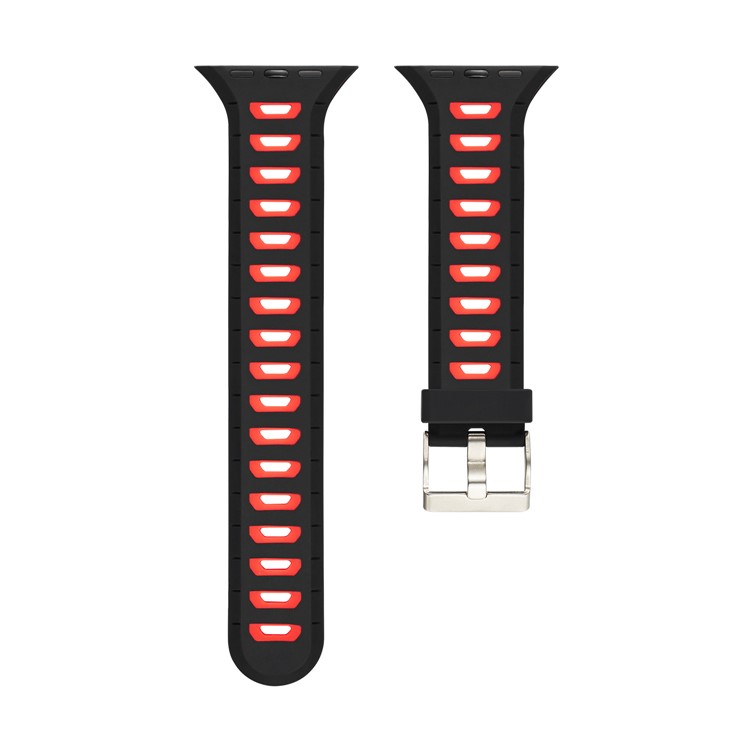 Двухцветный Силиконовый Ремешок Для Часов Для Apple Watch Серии 4 40 Мм, Серия 3 / 2 / 1 38 Мм - Черный + Красный-5
