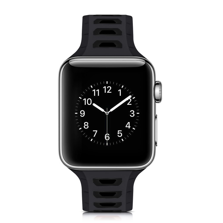 Silicone Watch Wrist Strap for Apple Watch Series 4 44mm/3/2/1 42mm - Black-3