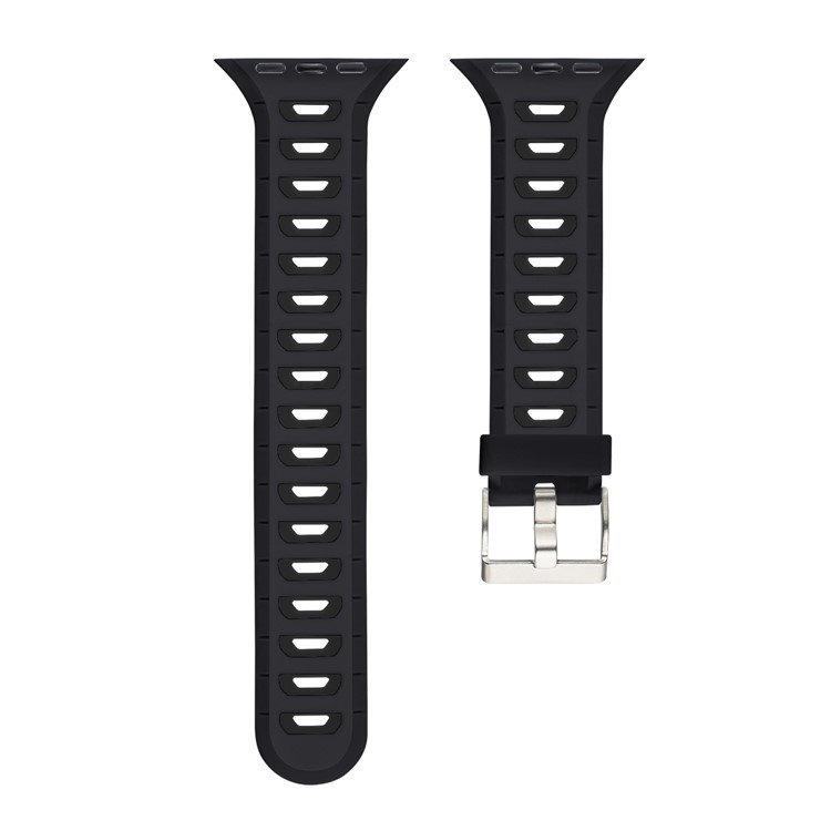 Silicone Watch Wrist Strap for Apple Watch Series 4 44mm/3/2/1 42mm - Black-5