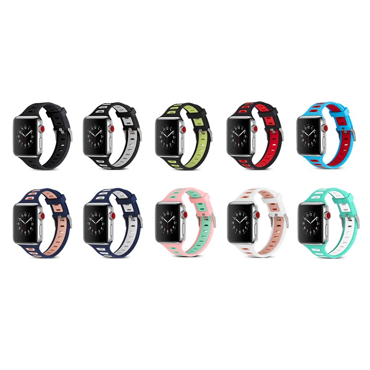 Silicone Watch Wrist Strap for Apple Watch Series 4 44mm/3/2/1 42mm - Black-6