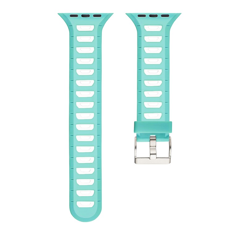 Two-tone Color Silicone Watch Replacement Band for Apple Watch Series 4 44mm/3/2/1 42mm - Green / White-5