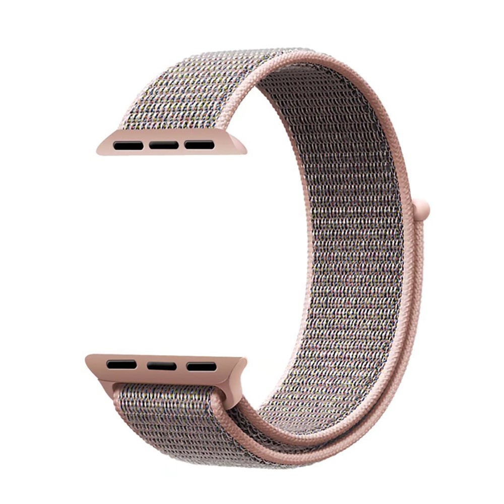 Nylon Velcro Closure Watch Strap Band for Apple Watch Series 5 4 44mm / Series 3 2 1 42mm - Rose Gold Color-2