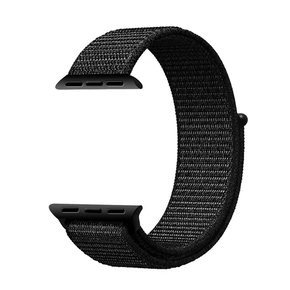 For Apple Watch Series 7 45mm / Series 6 / 5 / 4 / SE 44mm / Series 3 / 2 / 1 42mm Nylon Watch Band Adjustable Breathable Replacement Wristband - Black-2