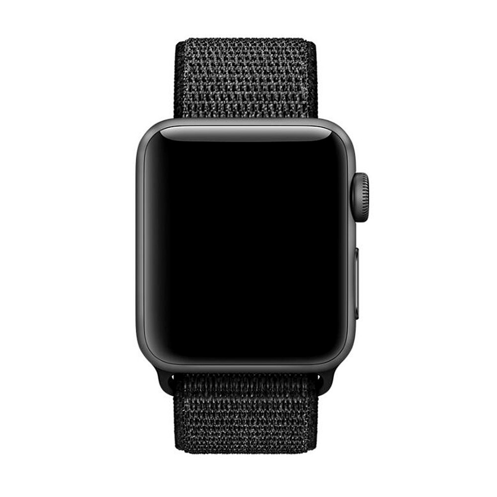 For Apple Watch Series 7 45mm / Series 6 / 5 / 4 / SE 44mm / Series 3 / 2 / 1 42mm Nylon Watch Band Adjustable Breathable Replacement Wristband - Black-3