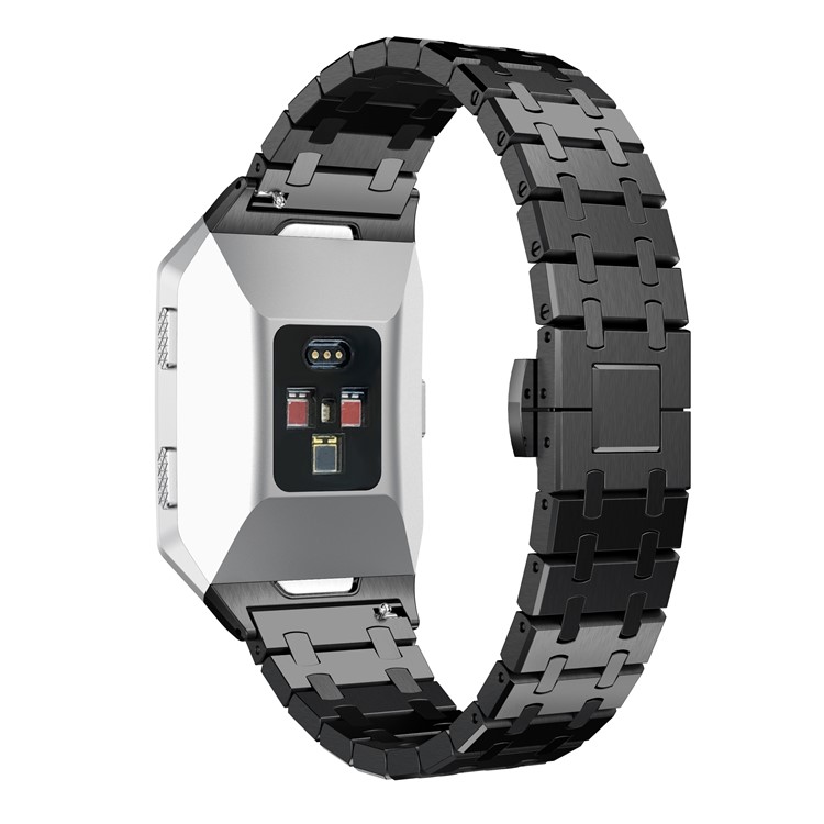 22mm 316L Stainless Steel Butterfly Buckle Watch Strap for Fibit Ionic - Black-2