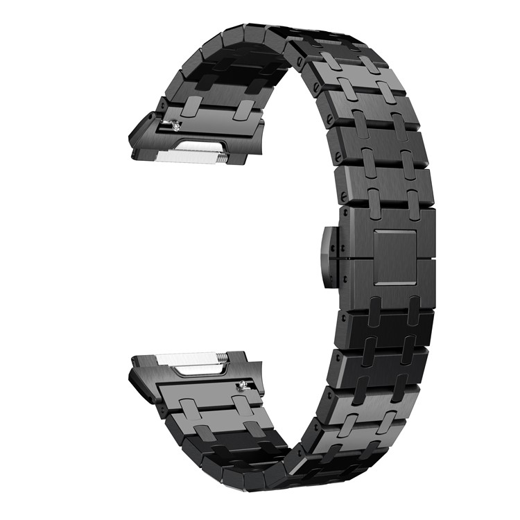 22mm 316L Stainless Steel Butterfly Buckle Watch Strap for Fibit Ionic - Black-3