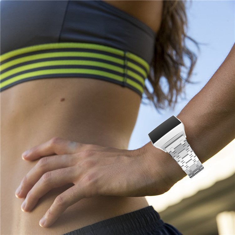 22mm 316L Stainless Steel Butterfly Buckle Watch Band for Fitbit Ionic - Silver Color-5