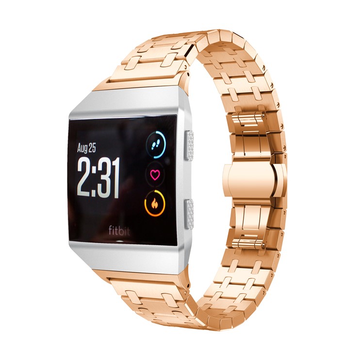 

For Fitbit Ionic 316L Stainless Steel Watch Bracelet 22mm with Butterfly Buckle - Rose Gold Color