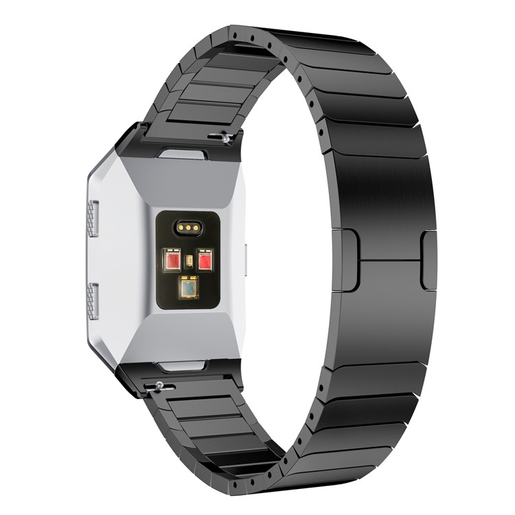 Stainless Steel Link Chain Watch Band with Lugs Adapters for Fitbit Ionic - Black-2