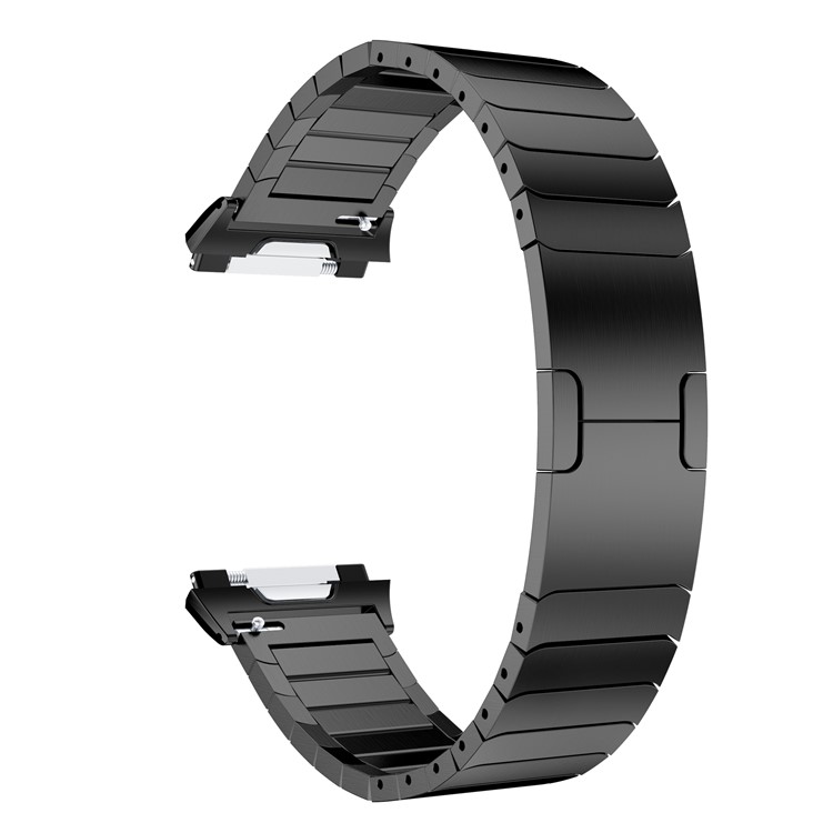 Stainless Steel Link Chain Watch Band with Lugs Adapters for Fitbit Ionic - Black-3
