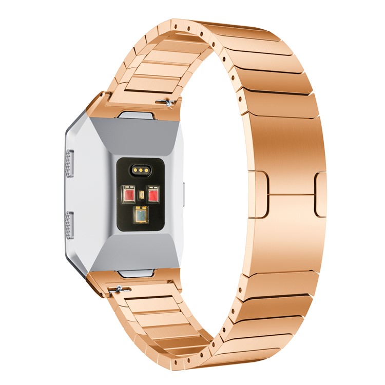 Stainless Steel Link Chain Watch Band Replacement with Lugs Adapters for Fitbit Ionic - Rose Gold Color-2