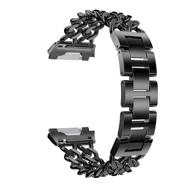 Cowboy Chain Alloy Watch Band with Lugs Adapters for Fitbit Ionic - Black-1