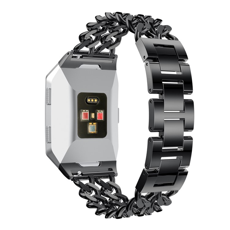 Cowboy Chain Alloy Watch Band with Lugs Adapters for Fitbit Ionic - Black-2