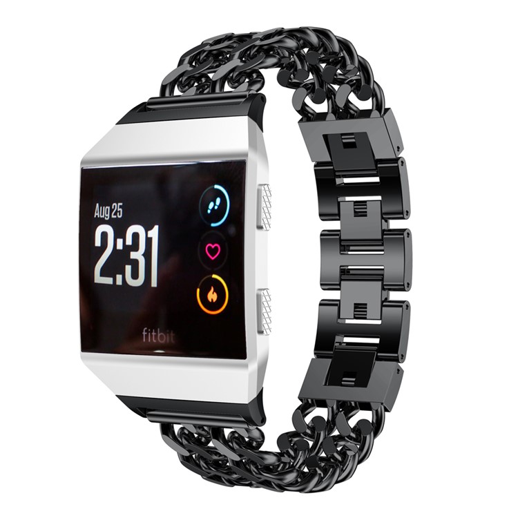 Cowboy Chain Alloy Watch Band with Lugs Adapters for Fitbit Ionic - Black-3