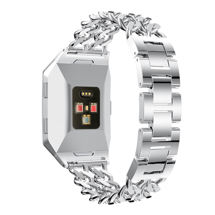Cowboy Chain Alloy Watch Strap with Lugs Adapters for Fitbit Ionic - Silver Color-2