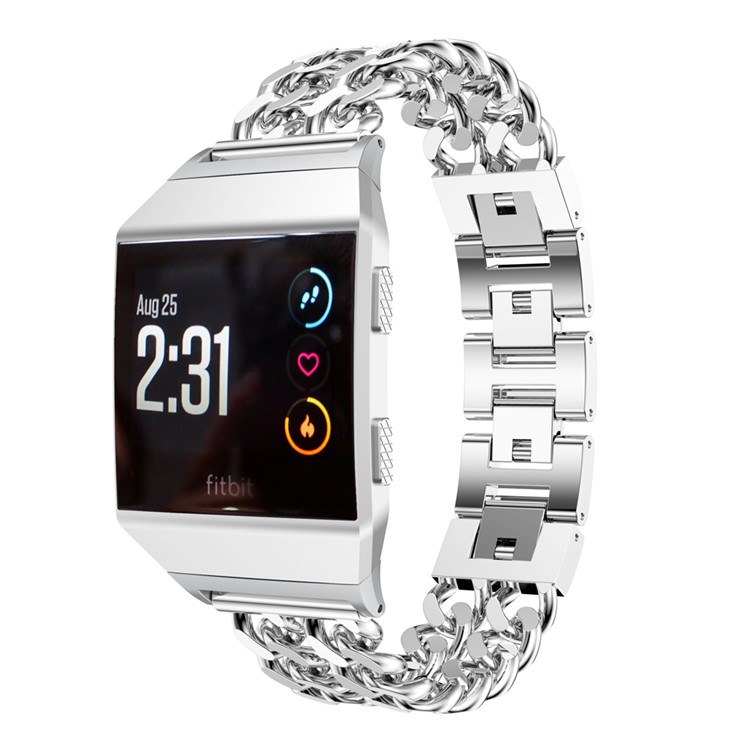 Cowboy Chain Alloy Watch Strap with Lugs Adapters for Fitbit Ionic - Silver Color-3
