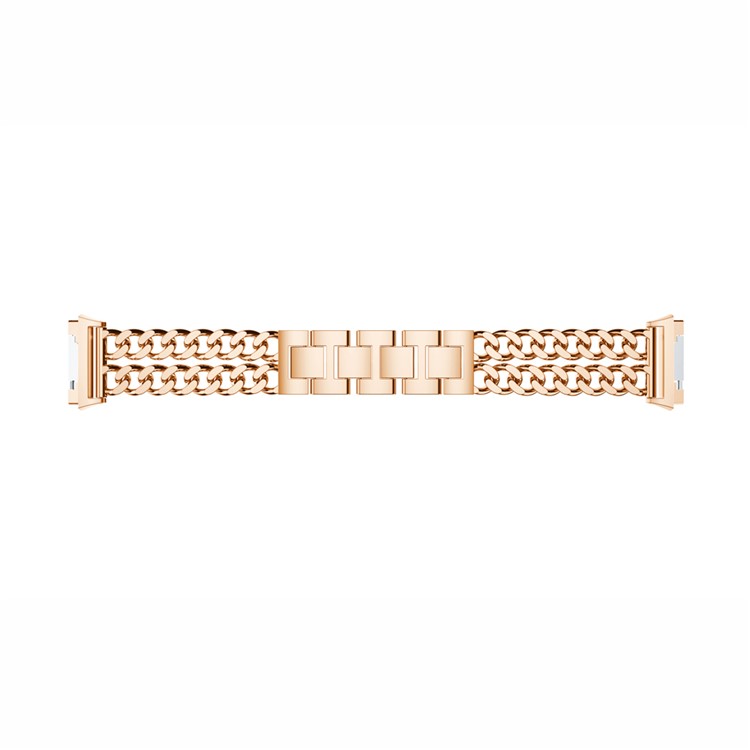 Cowboy Chain Alloy Watch Band Replacement with Lugs Adapters for Fitbit Ionic - Rose Gold Color-4