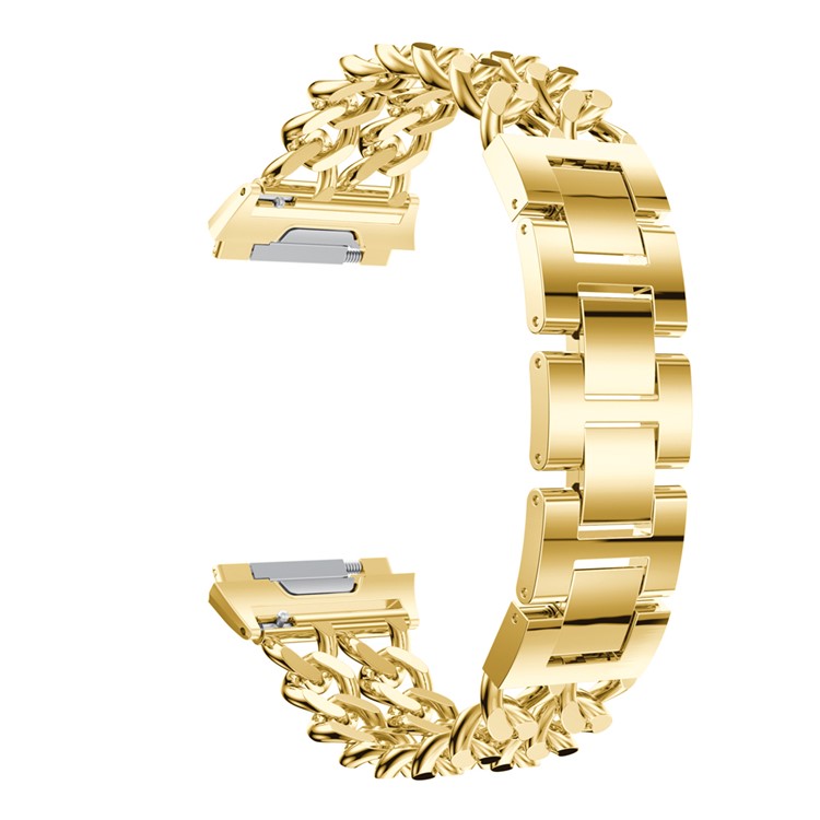Cowboy Chain Alloy Watch Strap Replacement with Lugs Adapters for Fitbit Ionic - Gold Color-1