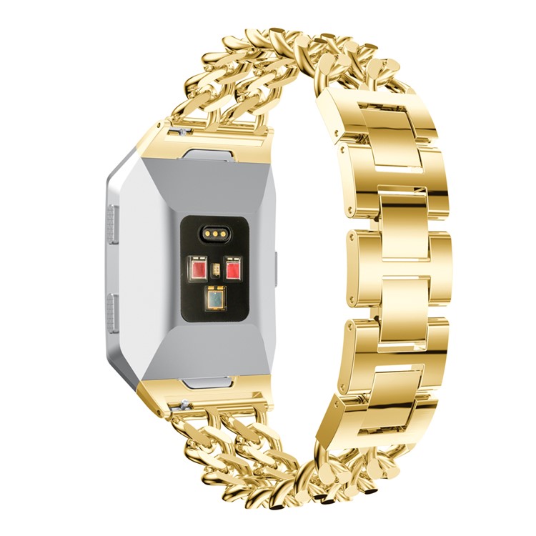 Cowboy Chain Alloy Watch Strap Replacement with Lugs Adapters for Fitbit Ionic - Gold Color-2