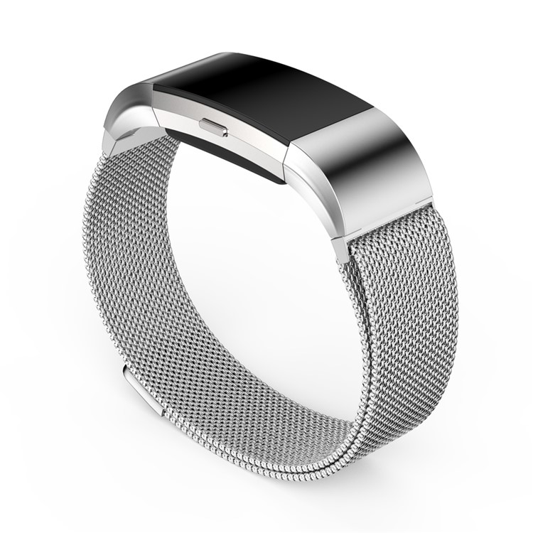 Solid Stainless Steel Milanese Mesh Wrist Watch Band for Fitbit Charge 2 - Silver Color / S-2