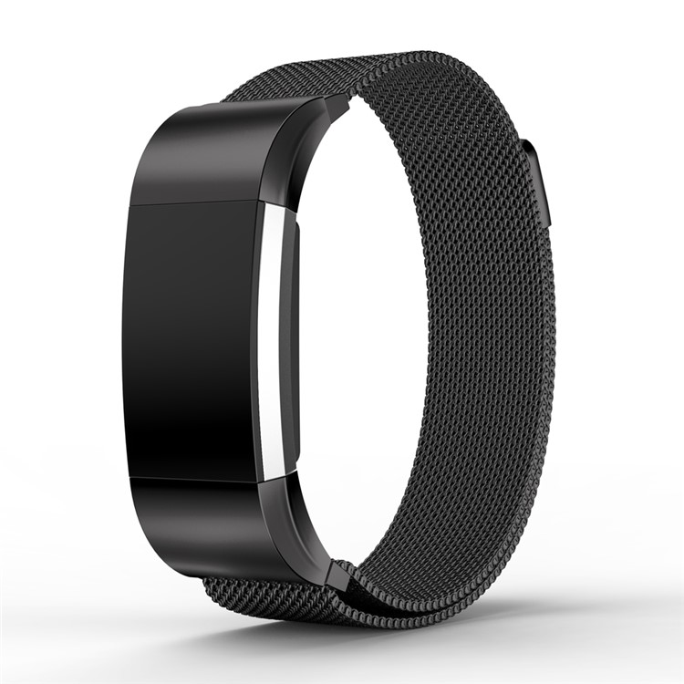 Mesh Magnetic Milanese Metal Strap Wristband for Fitbit Charge 2 - Black, Size: S-3