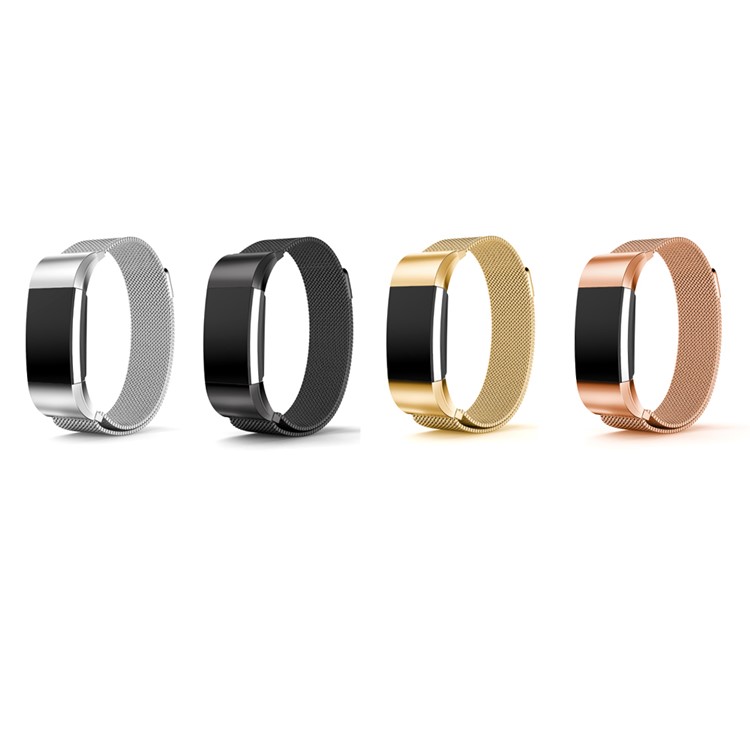 Mesh Magnetic Milanese Metal Strap Wristband for Fitbit Charge 2 - Black, Size: S-4