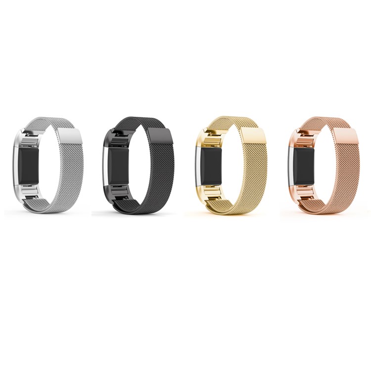 Mesh Magnetic Milanese Metal Strap Wristband for Fitbit Charge 2 - Black, Size: S-5