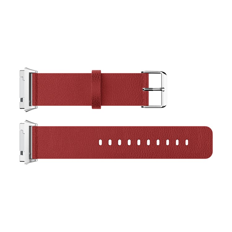 Litchi Texture Genuine Leather Wrist Strap Replacement for Fitbit Ionic - Red-1