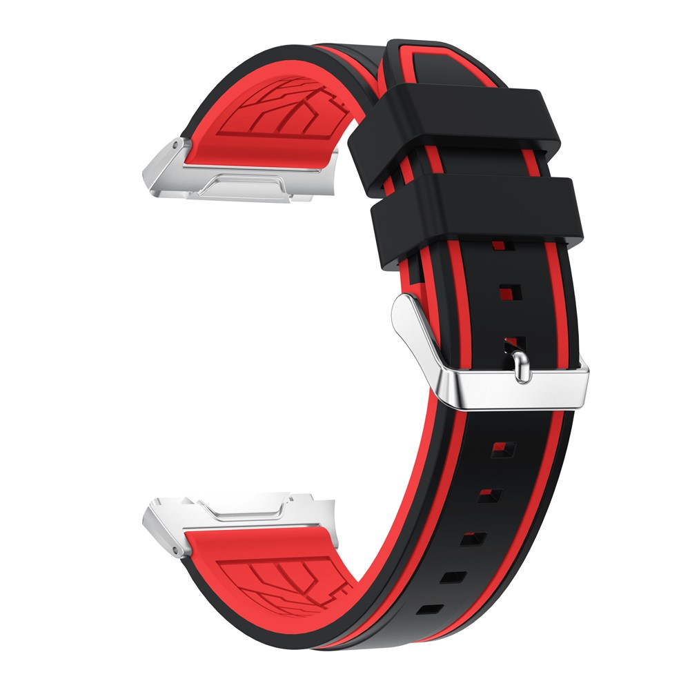 Bi-color Silicone Adjustable Soft Wrist Strap Replacement for Fitbit Ionic - Black / Red-1