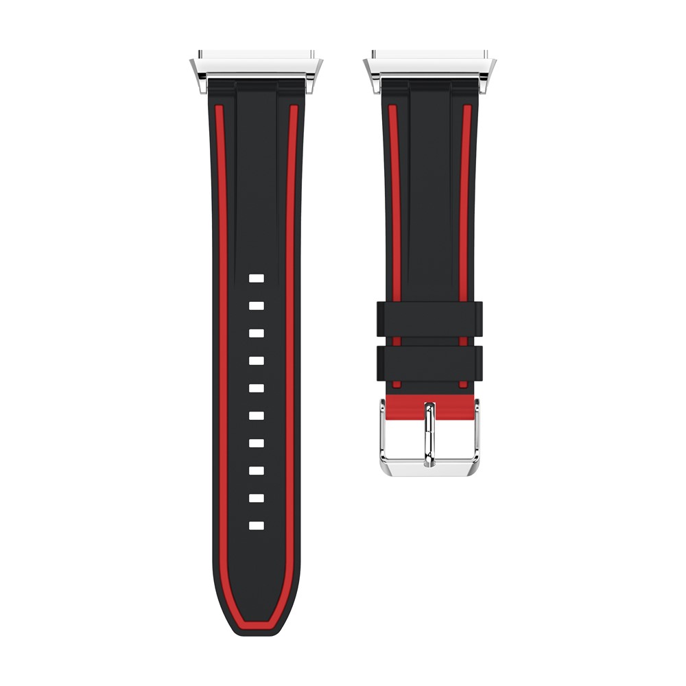 Bi-color Silicone Adjustable Soft Wrist Strap Replacement for Fitbit Ionic - Black / Red-2