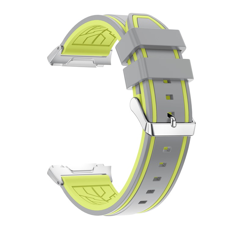 Bi-color Adjustable Soft Silicone Replacement Watch Band Wrist Strap for Fitbit Ionic - Grey / Yellow-1