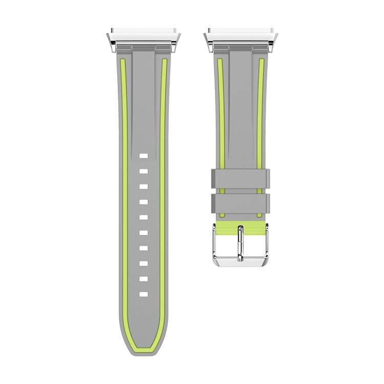 Bi-color Adjustable Soft Silicone Replacement Watch Band Wrist Strap for Fitbit Ionic - Grey / Yellow-2