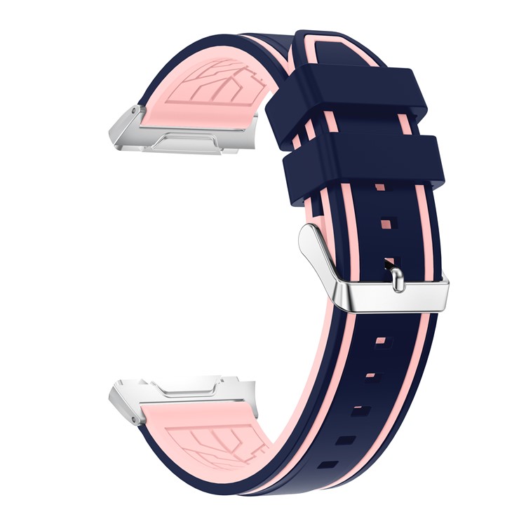 Bi-color Adjustable Sports Silicone Bracelet Strap Wristband Replacement for Fitbit Ionic - Dark Blue / Pink-1